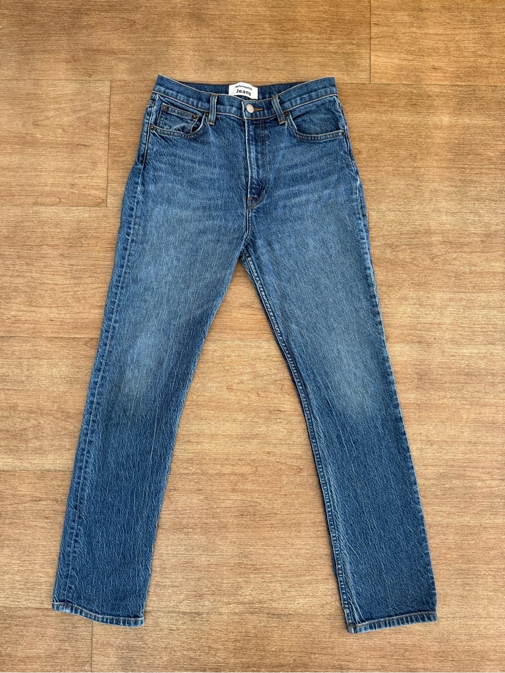 Reformation Women Denim Jeans Liza High Rise Straight Leg Medium Wash Laguna 26